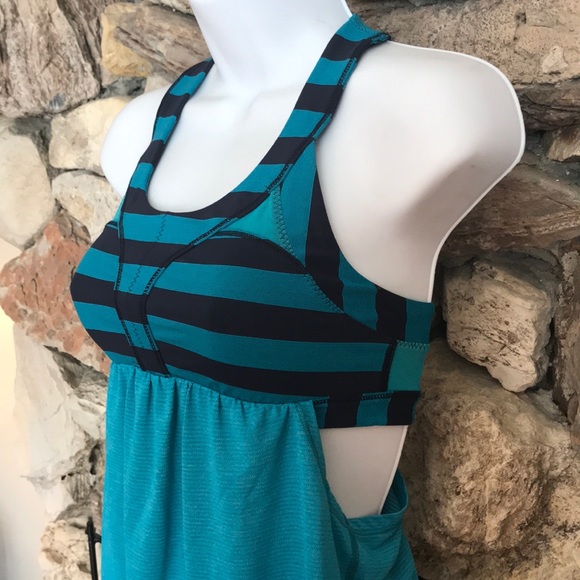 LULULEMON TANK TOP BLUE WITH BLACK STRIPES SIZE SMALL EXCELLENT CONDITION - Picture 1 of 12